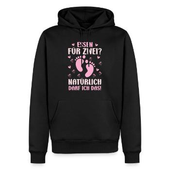 Pregnant FOOD FOR TWO? OF COURSE I CAN'T - Men’s Premium Organic Hoodie - black - Front - Nico (187cm)