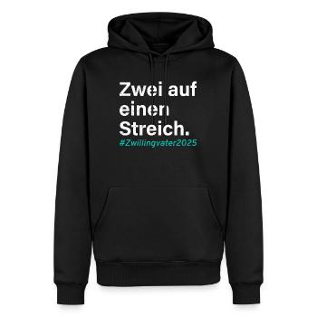 Zwillingspapa ZWEI AUF EINEN STREICH ZWILLINGVATER - Männer Premium Bio Hoodie - Schwarz - Vorne - Nico (187cm)