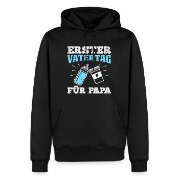 PREMIÈRE FÊTE DES PÈRES POUR PAPA Future papa - Sweat à capuche Premium bio Homme - noir - Devant - Nico (187cm)