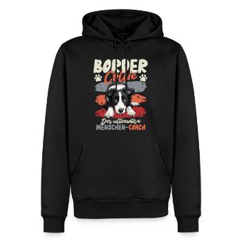 BORDER COLLIE LE COACH HUMAIN ULTIME Drôle - Sweat à capuche Premium bio Homme - noir - Devant - Nico (187cm)