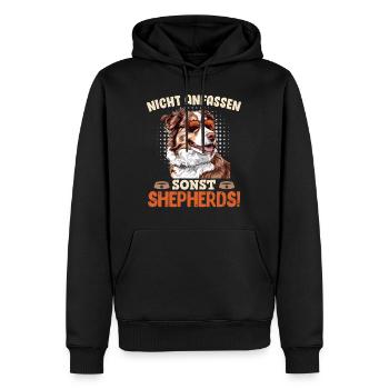 Aussie NICHT ANFASSEN SONST SHEPHERDS Lustiges - Männer Premium Bio Hoodie - Schwarz - Vorne - Nico (187cm)