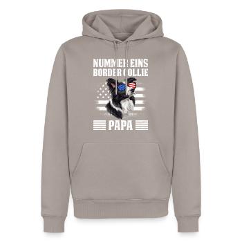 Border Collie NUMBER ONE BORDER COLLIE DAD - Men’s Premium Organic Hoodie - taupe - Front - Nico (187cm)