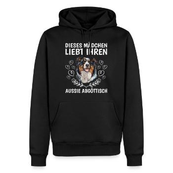 Berger australien CETTE FILLE L’AIME - Sweat à capuche Premium bio Homme - noir - Devant - Nico (187cm)