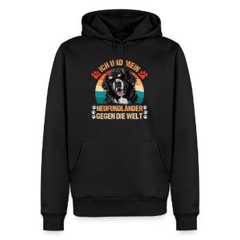 Newfie ICH UND MEIN NEUFUNDLÄNDER GEGEN DIE WELT - Männer Premium Bio Hoodie - Schwarz - Vorne - Nico (187cm)