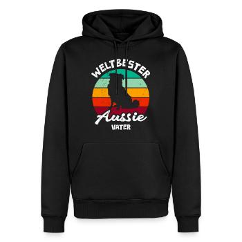 Aussie WORLD'S BEST AUSTRALIAN SHEPHERD DAD - Männer Premium Bio Hoodie - Schwarz - Vorne - Nico (187cm)