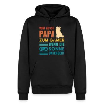 Dog Dad DE PAPA AUSTRALIEN À GAMER Drôle - Sweat à capuche Premium bio Homme - noir - Devant - Nico (187cm)