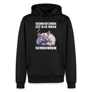 Perserkatze SCHNARCHEN IST DAS NEUE SCHNURREN - Männer Premium Bio Hoodie - Schwarz - Vorne - Nico (187cm)