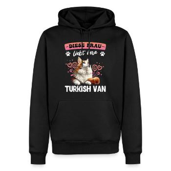 Maman chat CETTE FEMME ADORE SA CAMIONNETTE TURQUE - Sweat à capuche Premium bio Homme - noir - Devant - Nico (187cm)
