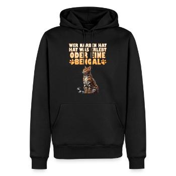 Chat Bengal QUI A DES CICATRICES A VÉCU QUELQUE CHOSE OU - Sweat à capuche Premium bio Homme - noir - Devant - Nico (187cm)