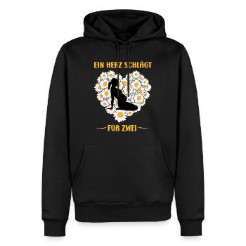 Pregnant mom A HEART BEATS FOR TWO - Men’s Premium Organic Hoodie - black - Front - Nico (187cm)