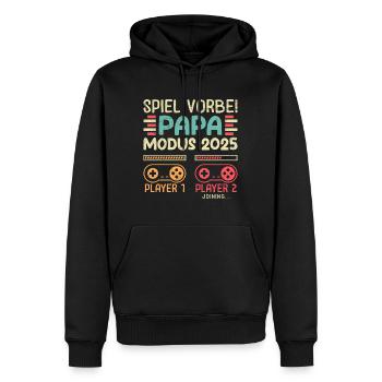 SPIEL VORBEI PAPA MODUS 2025 Lustiges Spielerpapa - Männer Premium Bio Hoodie - Schwarz - Vorne - Nico (187cm)