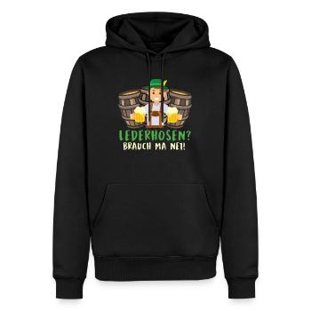 PANTALON EN CUIR ? CUSTOM MA NED Funny Munich - Sweat à capuche Premium bio Homme - noir - Devant - Nico (187cm)