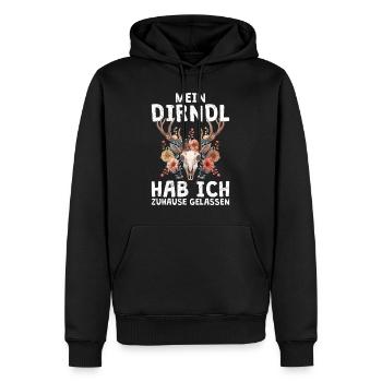 Mein Dirndl hab ich zuhause im Schrank gelassen - Männer Premium Bio Hoodie - Schwarz - Vorne - Nico (187cm)