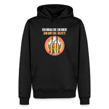 Ich brauche ein Bier ich bin untergersted - Männer Premium Bio Hoodie - Schwarz - Vorne - Nico (187cm)