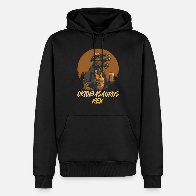 Oktbasaurusrex Bier Dinosaurier Biertrinker - Männer Premium Bio Hoodie - Schwarz