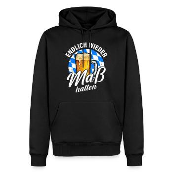 Enfin la modération redevient le slogan de la Bavière - Sweat à capuche Premium bio Homme - noir - Devant - Nico (187cm)