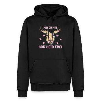 Münchner Volksfest MEI DIRNDL HOD HEID FREI - Männer Premium Bio Hoodie - Schwarz - Vorne - Nico (187cm)