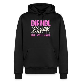 ERSATZ DIRNDL DER WILLE ZÄHLT Lustiges Münchner - Männer Premium Bio Hoodie - Schwarz - Vorne - Nico (187cm)