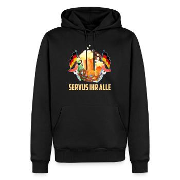 Servus ihr alle Bayern Begrüßung Bier - Männer Premium Bio Hoodie - Schwarz - Vorne - Nico (187cm)