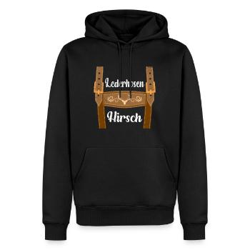 Bierzelt Hirsch mit Lederhosen Bayern - Männer Premium Bio Hoodie - Schwarz - Vorne - Nico (187cm)