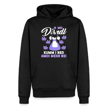 Münchner Volksfest IN MEI DIRNDL KUMM I NED AMOI - Männer Premium Bio Hoodie - Schwarz - Vorne - Nico (187cm)