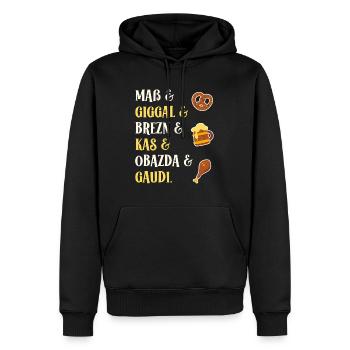 Mass Giggal Bretzels Kas Obazda Gaudí Mots bavarois - Sweat à capuche Premium bio Homme - noir - Devant - Nico (187cm)