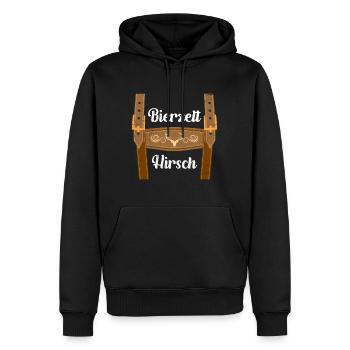 Bierzelt Hirsch mit Lederhosen Bayern - Männer Premium Bio Hoodie - Schwarz - Vorne - Nico (187cm)