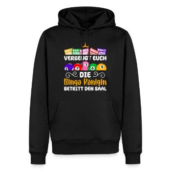 Bingo Liebhaberin VERBEUGT EUCH DIE BINGO KÖNIGIN - Männer Premium Bio Hoodie - Schwarz - Vorne - Nico (187cm)