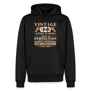 Vintage 1954 Jahrgang 70 Geburtstags - Männer Premium Bio Hoodie - Schwarz - Vorne - Nico (187cm)