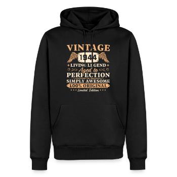 Vintage 1944 Jahrgang 80 Geburtstags - Männer Premium Bio Hoodie - Schwarz - Vorne - Nico (187cm)