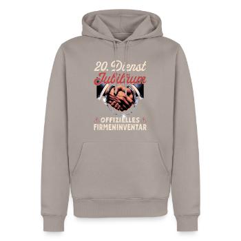20 Jähriges Dienstjubiläum Firmenjubiläum Geschenk - Männer Premium Bio Hoodie - Taupe - Vorne - Nico (187cm)