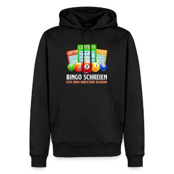 BINGO CRIER JE SUIS UN MAÎTRE DANS CE DOMAINE DRÔLE - Sweat à capuche Premium bio Homme - noir - Devant - Nico (187cm)