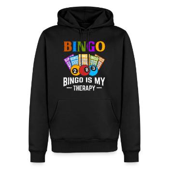 Bingospieler BINGO IS MY THERAPY Lustiges Bingo - Männer Premium Bio Hoodie - Schwarz - Vorne - Nico (187cm)