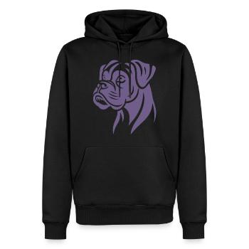 Hund Boxer Kopf Silhouette Minimalistisch - Männer Premium Bio Hoodie - Schwarz - Vorne - Nico (187cm)