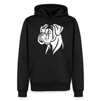 Hund Boxer Kopf Silhouette Minimalistisch - Männer Premium Bio Hoodie - Schwarz - Vorne - Nico (187cm)