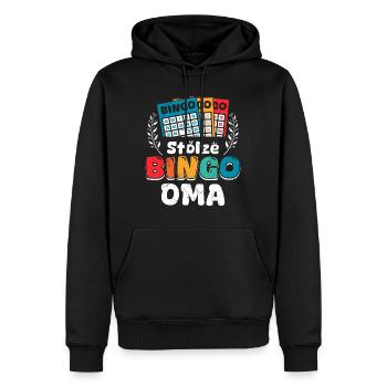 Joueur de bingo PROUD BINGO GRANNY Bingo drôle - Sweat à capuche Premium bio Homme - noir - Devant - Nico (187cm)