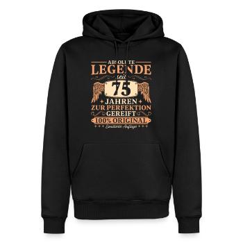 75 Geburtstag Vintage Legende seit 75 Jahren - Männer Premium Bio Hoodie - Schwarz - Vorne - Nico (187cm)
