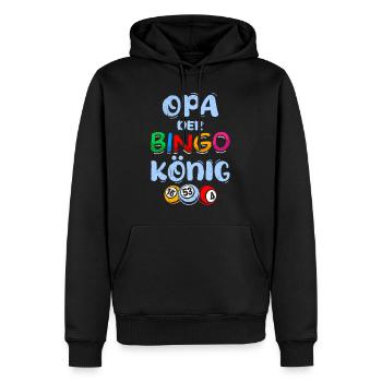 GRAND-PÈRE LE ROI DU BINGO Joueur de bingo amusant - Sweat à capuche Premium bio Homme - noir - Devant - Nico (187cm)