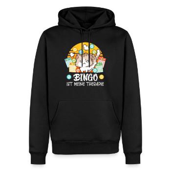 BINGO IST MEINE THERAPIE Lustiges Bingo - Männer Premium Bio Hoodie - Schwarz - Vorne - Nico (187cm)