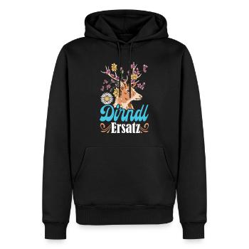 DIRNDL ERSATZ Chemise Traditionnelle Femme Munich - Sweat à capuche Premium bio Homme - noir - Devant - Nico (187cm)