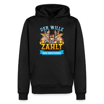 Münchner Volksfest DER WILLE ZÄHLT MEIN - Männer Premium Bio Hoodie - Schwarz - Vorne - Nico (187cm)