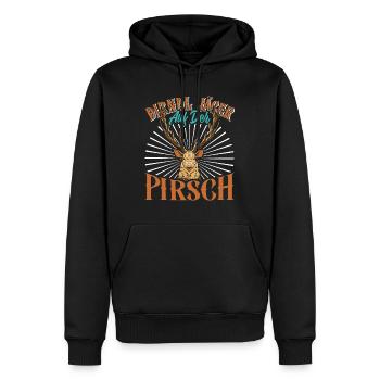 DIRNDL JÄGER AUF DER PURSCH Lederhosen Herren - Sweat à capuche Premium bio Homme - noir - Devant - Nico (187cm)