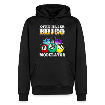 Bingospieler OFFIZIELLER BINGO MODERATOR Lustig - Männer Premium Bio Hoodie - Schwarz - Vorne - Nico (187cm)