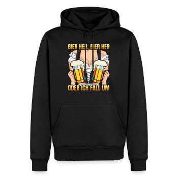 BIER HER BIER HER ODA I FOI UM Lustiges Münchner - Männer Premium Bio Hoodie - Schwarz - Vorne - Nico (187cm)