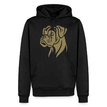 Hund Boxer Kopf Silhouette Minimalistisch - Männer Premium Bio Hoodie - Schwarz - Vorne - Nico (187cm)