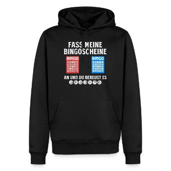 Joueur de bingo GRAB MY BINGO TICKETS AT FUNNY - Sweat à capuche Premium bio Homme - noir - Devant - Nico (187cm)