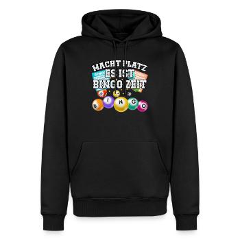Bingospieler MACHT PLATZ ES IST BINGO ZEIT Lustig - Männer Premium Bio Hoodie - Schwarz - Vorne - Nico (187cm)