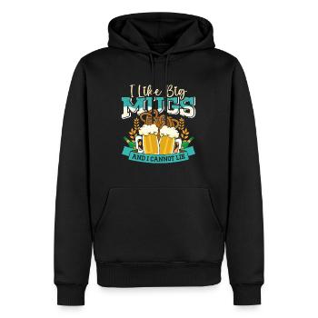 Münchner Volksfest I LIKE BIG MUGS AND CANNOT LIE - Männer Premium Bio Hoodie - Schwarz - Vorne - Nico (187cm)
