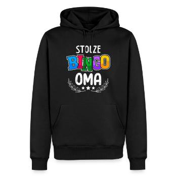 Joueur de bingo PROUD BINGO GRANNY Bingo drôle - Sweat à capuche Premium bio Homme - noir - Devant - Nico (187cm)