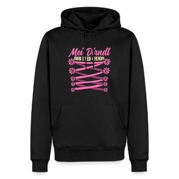 Münchner Volksfest MEI DIRNDL HOB I NED GFUNDEN - Männer Premium Bio Hoodie - Schwarz - Vorne - Nico (187cm)